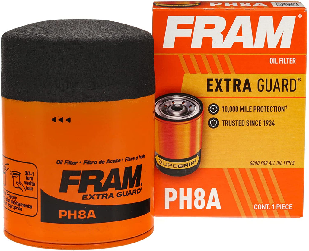 FRAM Extra Guard PH8A, 10K Mile Change Interval Spin-On Oil Filter