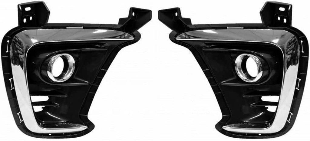 For Kia Sorento 2019 2020 Fog Light Bezel Driver and Passenger Side | Pair | Front | Dark Gray | SX/SXL/EX | Halogen | W/ Chrome | Replacement for KI1038149, KI1039149 | 191275818480, 191275818510