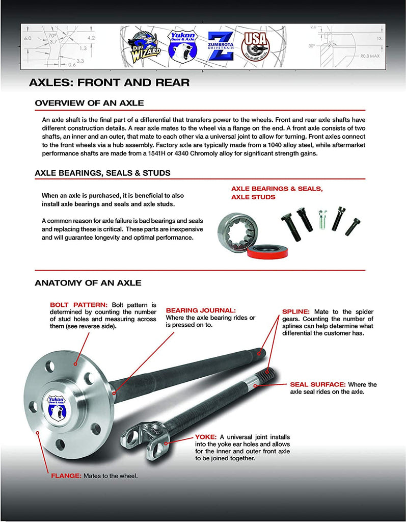 Yukon Chromoly Front Axle Kit for Jeep JK Non-Rubicon D30 W/1350 (7166) Joints