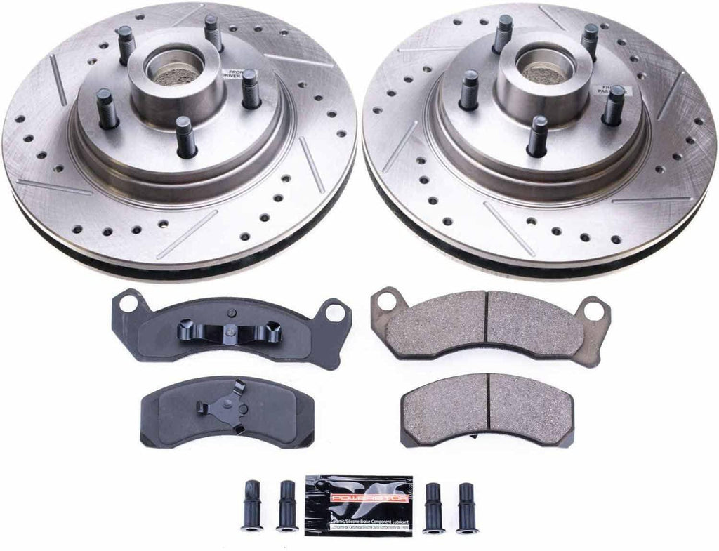 K3089 Front Z23 Daily Driver Carbon-Fiber Ceramic Brake Pads and Drilled and Slotted Rotors Kit