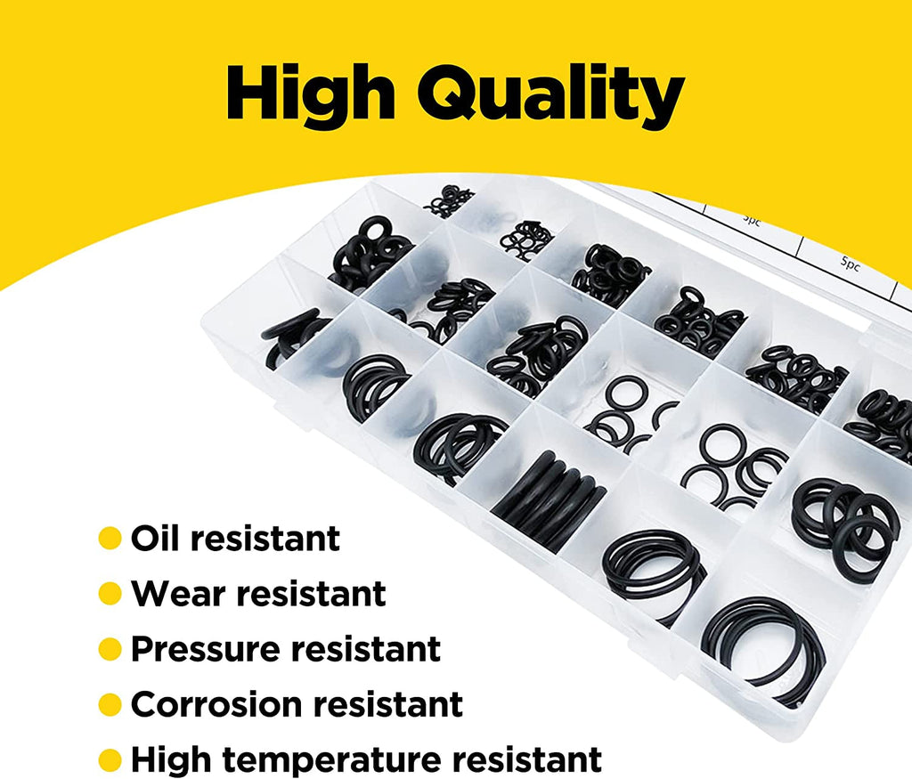 300 PCS Rubber O-Ring Assortment Kit Set,O Rings Seal Gasket Rubber Washer Assortment Rubber,O-Rings Gaskets Washers for Car,Professional Plumbing,Faucet,Mechanic,Repairs,Air or Gas Connections