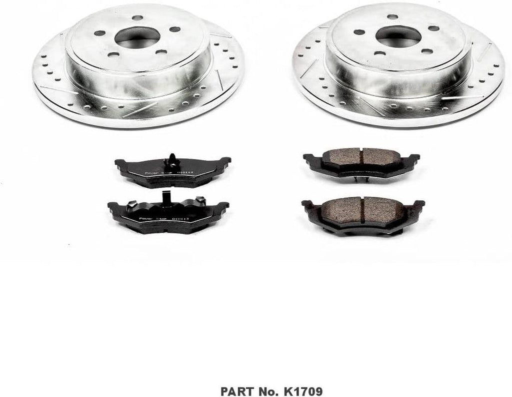 K1709 Rear Z23 Carbon Fiber Brake Pads with Drilled & Slotted Brake Rotors Kit