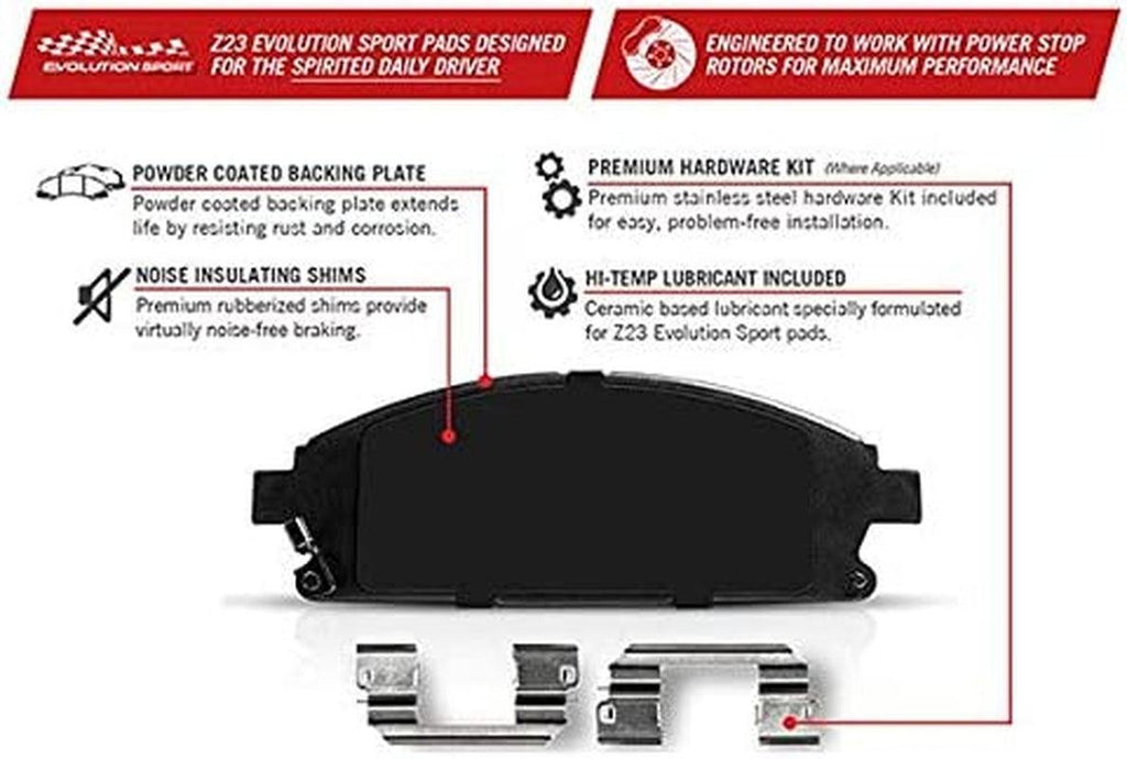 K2450 Rear Z23 Carbon Fiber Brake Pads with Drilled & Slotted Brake Rotors Kit