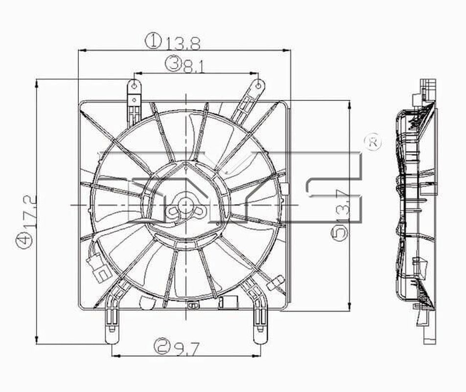 TYC A/C Condenser Fan Assembly for 02-06 Acura RSX 610600