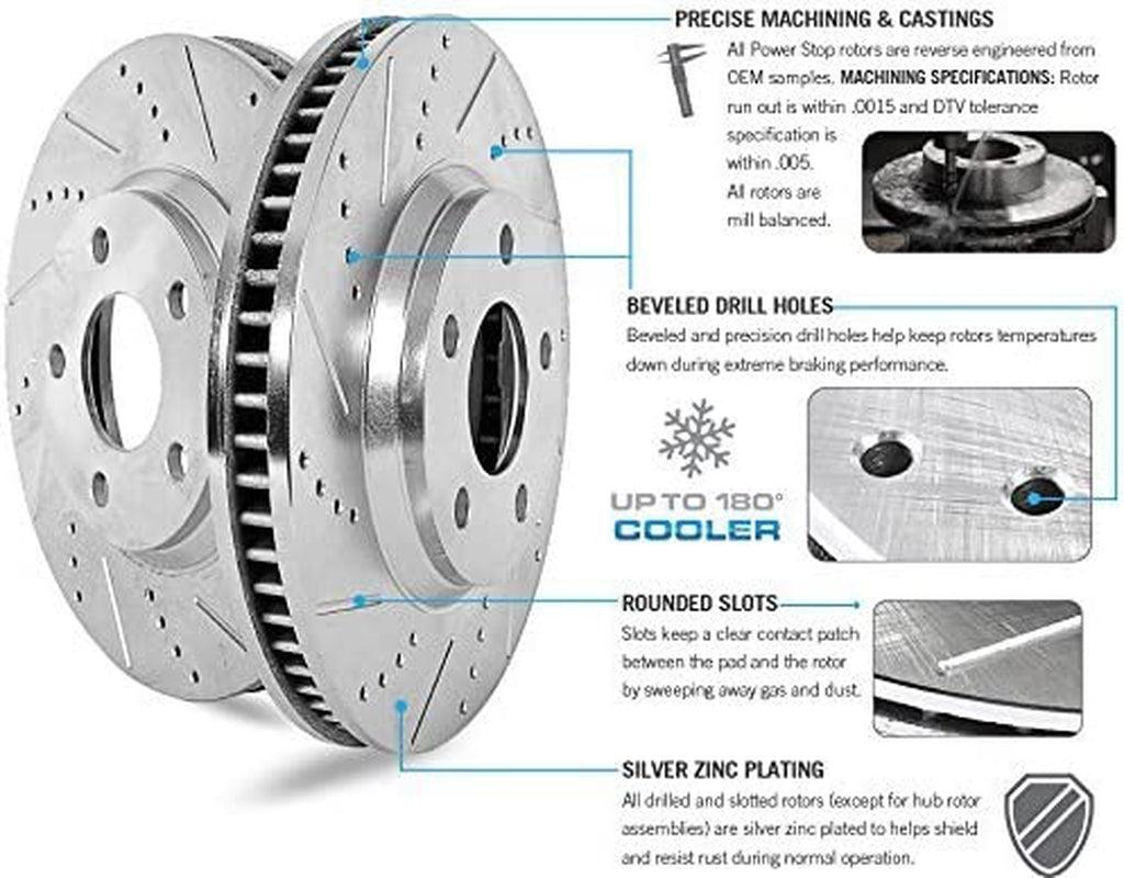 K6700 Front and Rear Z23 Carbon Fiber Brake Pads with Drilled & Slotted Brake Rotors Kit