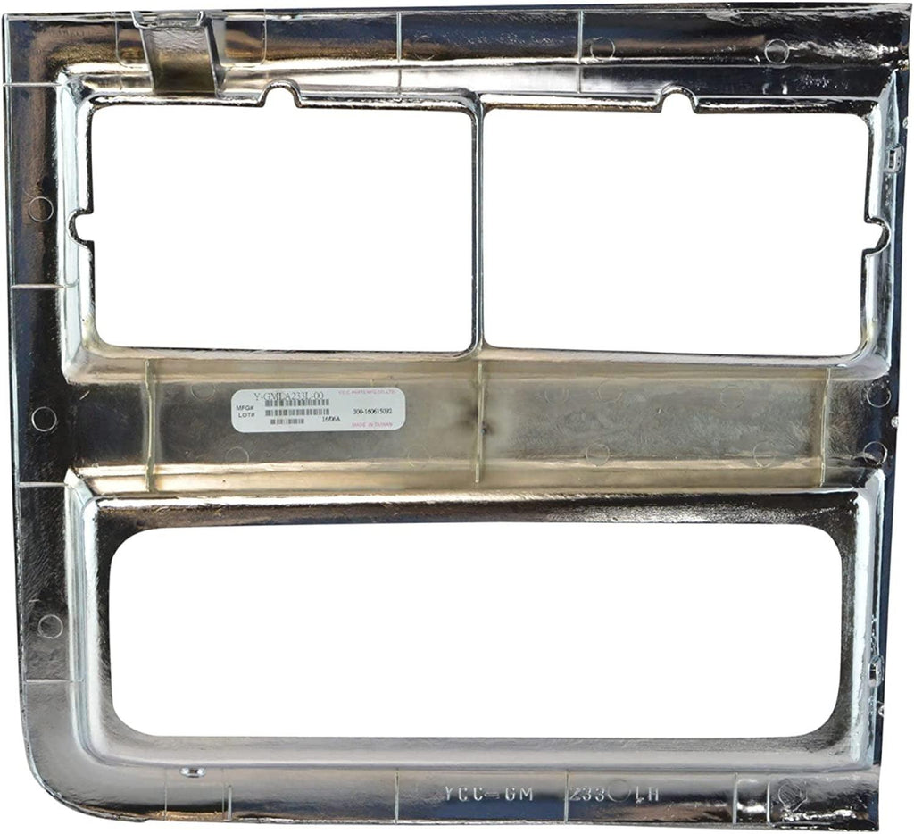 Headlight Trim Bezels Argent/Gray & Chrome Left & Right Pair Set for Chevy Truck