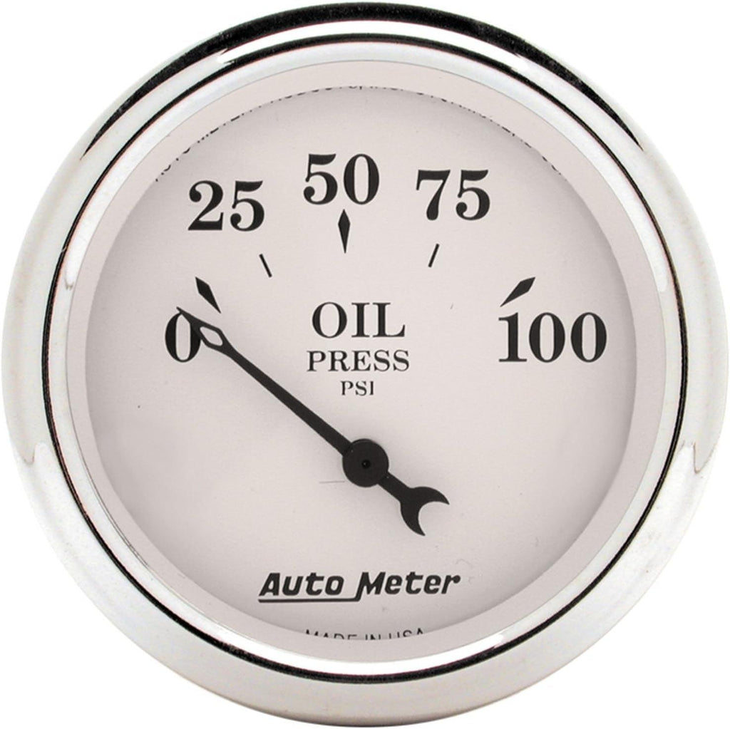 1628 Old TYME White Mechanical Oil Pressure Gauge,2.3125 In.