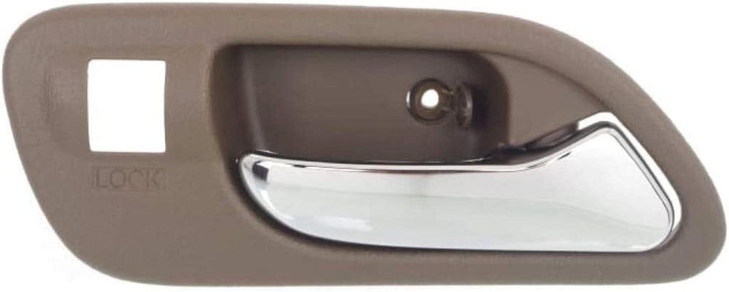 for Acura MDX Interior Door Handle Front, Passenger Side Brown Bezel with Chrome Lever (2001-2006) | with Door Lock Hole| Trim: All Submodels