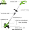 Greenworks 24V 12" Cordless String Trimmer / Edger, 2.0Ah Battery and Charger Included