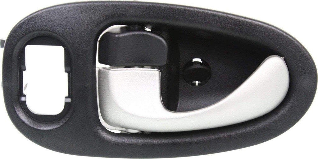 Interior Door Handle Set Compatible with 2002-2005 Saturn Vue Front, Driver and Passenger Side Black Bezel with Silver Lever