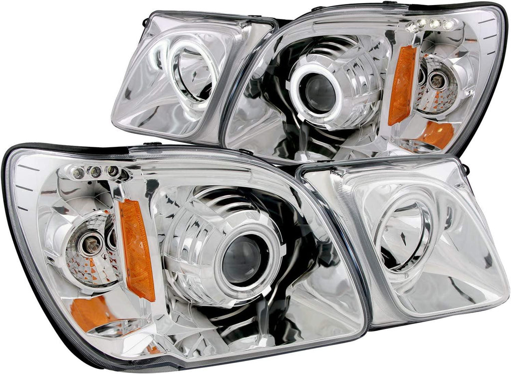 Anzousa 111169 Chrome Clear Projector Halo Headlight for Lexus LX470 - (Sold in Pairs)