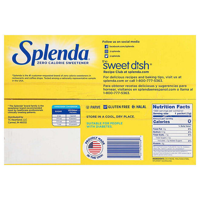 Splenda Zero Calorie Sweetener Packets 1,000 ct.