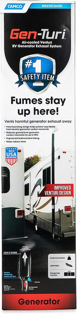 Gen-Turi RV Generator Exhaust Venting System | Directs Generator Exhaust above the Roof Line While Reducing Noise | (44461),Black