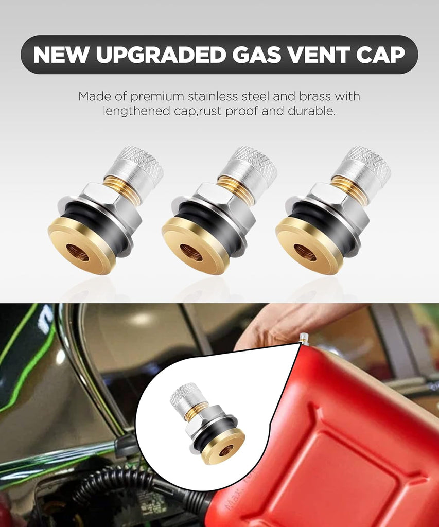 YAKEFLY 6 Pack Fuel Gas Tank Vent Caps,Leak-Proof Gas Jug Vent Caps Enhances Flow,Metal Gas Can Vent Cap Kit,Gas Tank Vent Cap Fuel Tank Exhaust Vent Valve Kit for Faster Refills