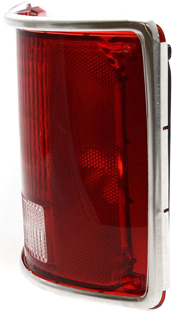 Tail Light Lens and Housing Compatible with 1979-1986 GMC K1500 Suburban / C1500 Suburban / K2500 Suburban with Chrome Trim, Set of 2, Driver and Passenger Side