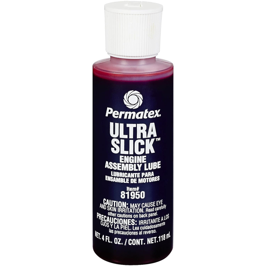 Permatex 82194 Ultra Grey Rigid High-Torque RTV Silicone Gasket Maker, 3.5 Oz. & 81950 Ultra Slick Engine Assembly Lube, 4 Oz. , Red