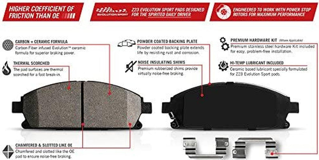 Z23-915B Z23 Evolution Sport Front Brake Pad Set with Hardware Kit