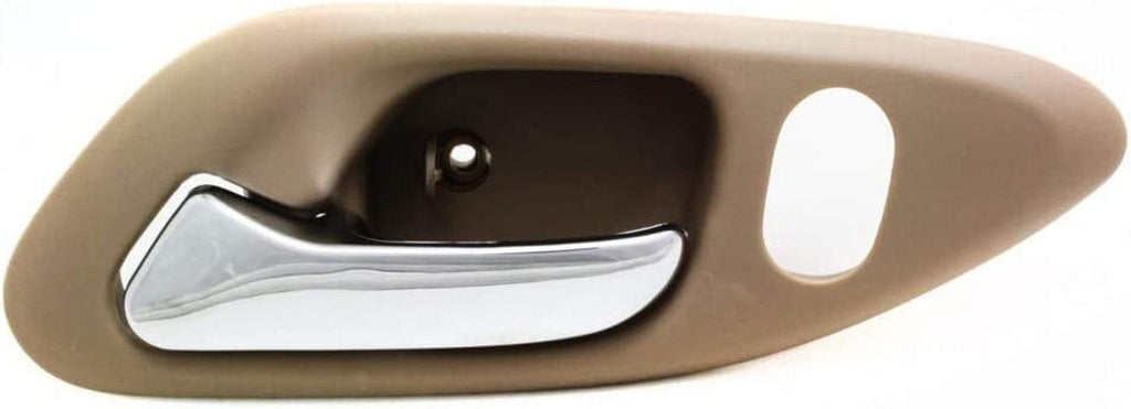 for Honda Accord Interior Door Handle Front, Driver Side Beige Bezel with Chrome Lever (1998-2002) | with Door Lock Button | Trim: LX/EX/SE | HO1352122 | 72165S82A01ZC