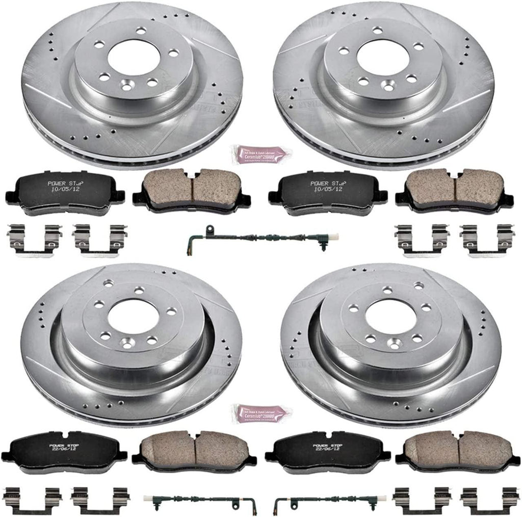 K6048 Front and Rear Z23 Carbon Fiber Brake Pads with Drilled & Slotted Brake Rotors Kit