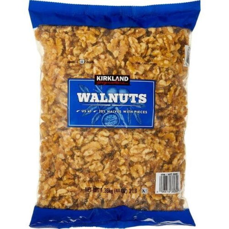 1 Kirkland Signature WALNUTS US #1 20% Halves with Pieces Nuts Baking 3 LB BAG