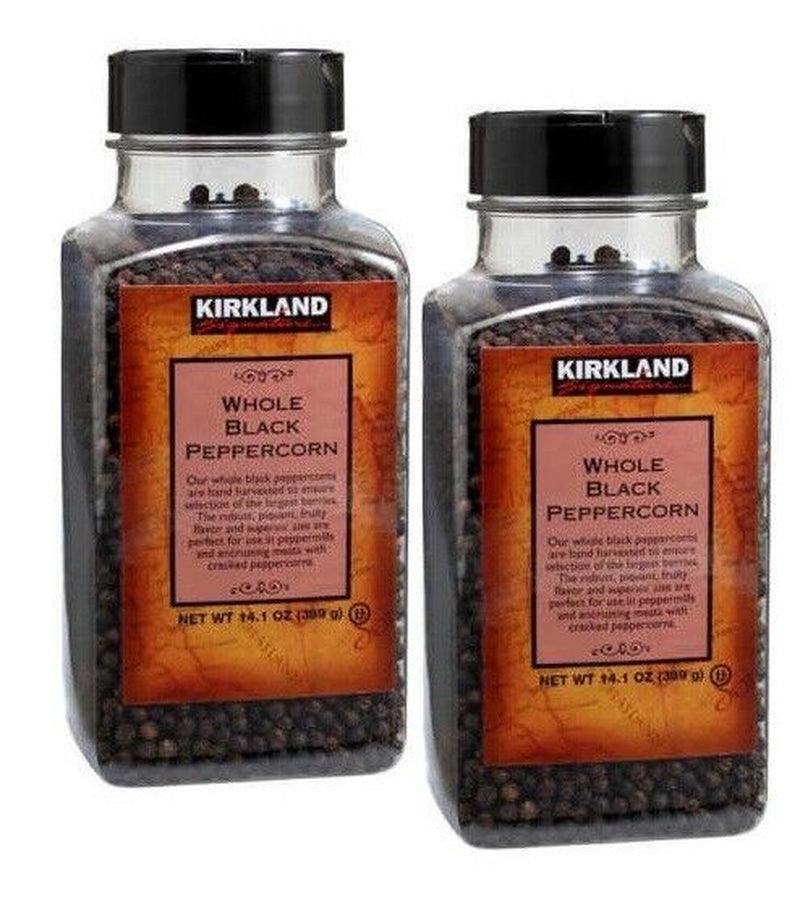 2 Jars Kirkland Signature Whole Black Pepper Peppercorn 14.1 OZ Each Jar