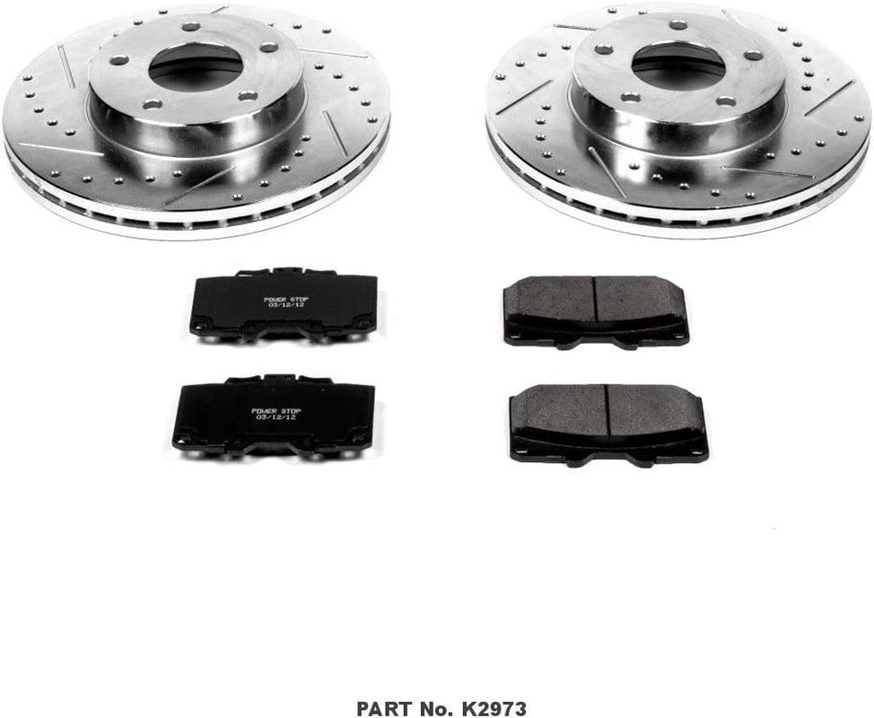 K2973 Front Z23 Carbon Fiber Brake Pads with Drilled & Slotted Brake Rotors Kit