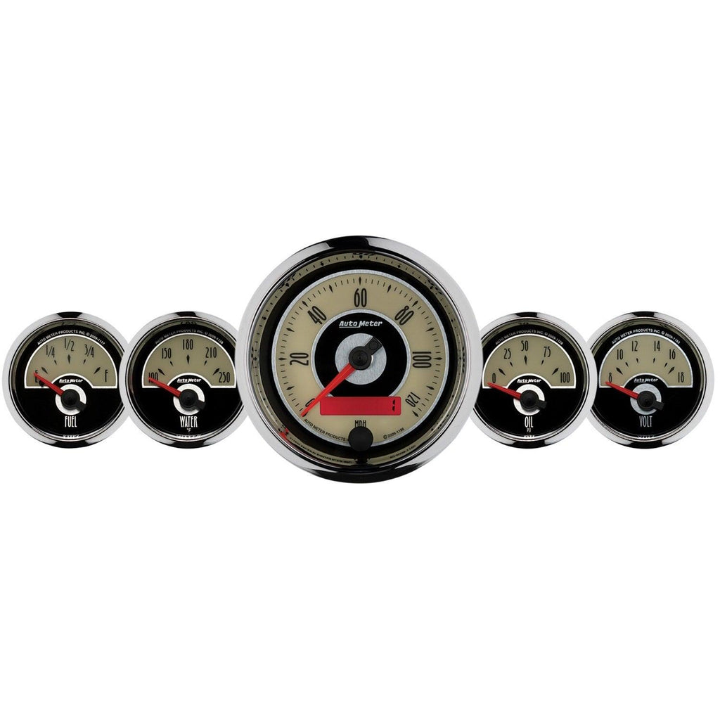 5 PC. GAUGE KIT 3-3/8 in. & 2-1/16 in. ELEC. SPEEDOMETER CRUISER - greatparts