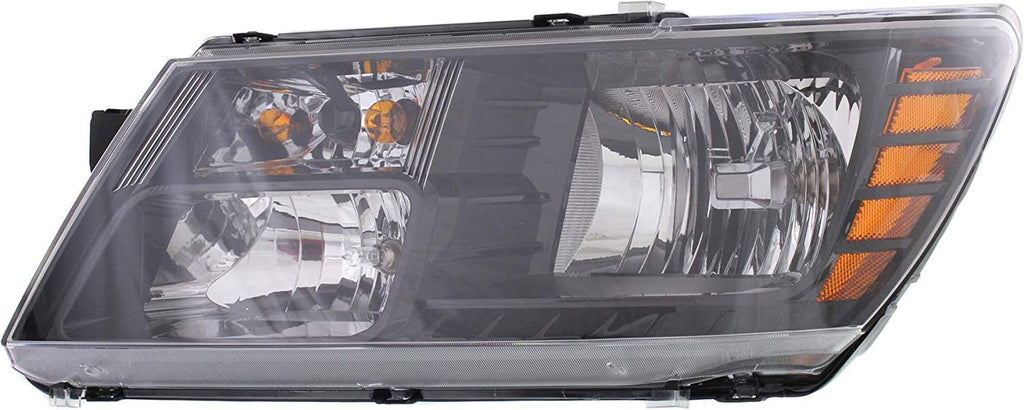 Headlight Assembly Compatible with 2014-2018 Dodge Journey Halogen with Black Trim Driver Side