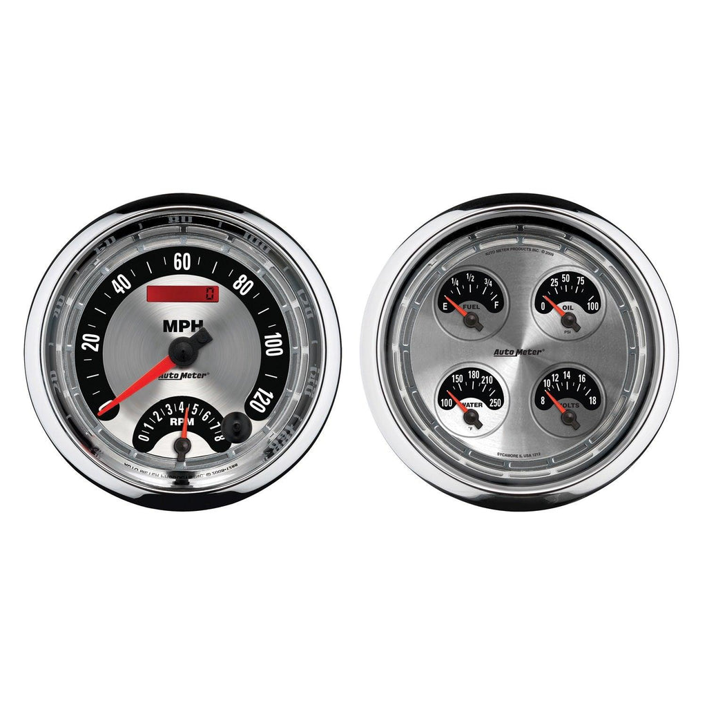 5 in. QUAD GAUGE 8K RPM/120 MPH/100 PSI/100-250 Fahrenheit/8-18V/240-33 O AMERICAN MUSCLE - greatparts