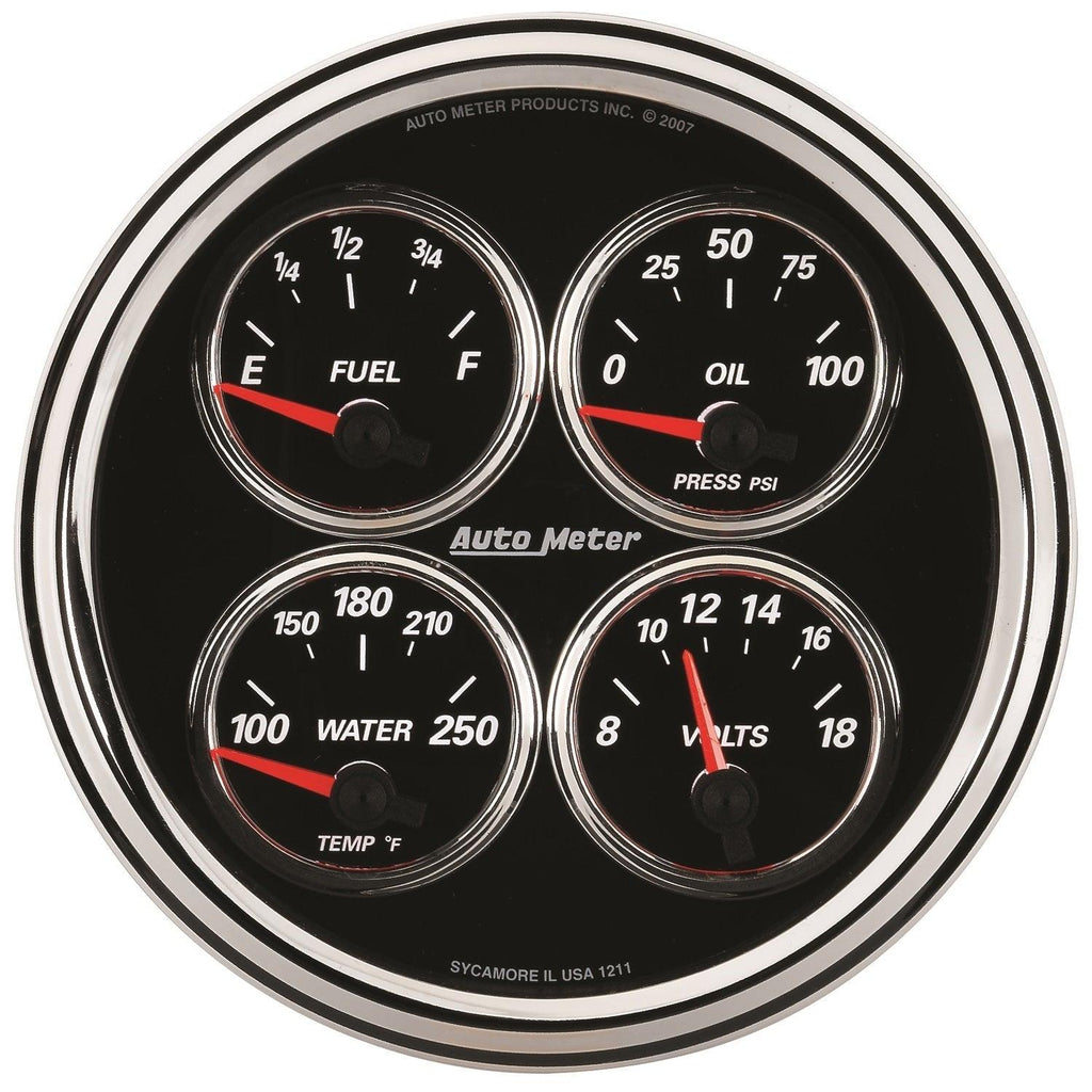 5 in. QUAD GAUGE 100 PSI/100-250 Fahrenheit/8-18V/240-33 O DESIGNER BLACK II - greatparts