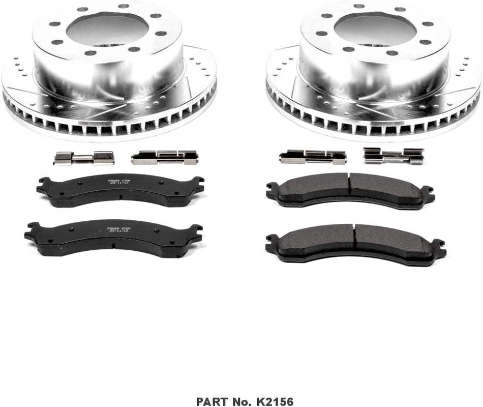 K2156 Front Z23 Carbon Fiber Brake Pads with Drilled & Slotted Brake Rotors Kit