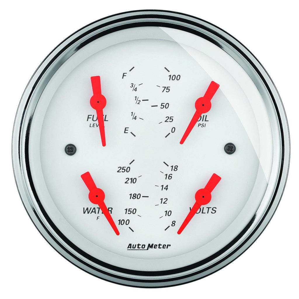 5 in. QUAD GAUGE 100 PSI/100-250 Fahrenheit/8-18V/0-90 O ARCTIC WHITE - greatparts