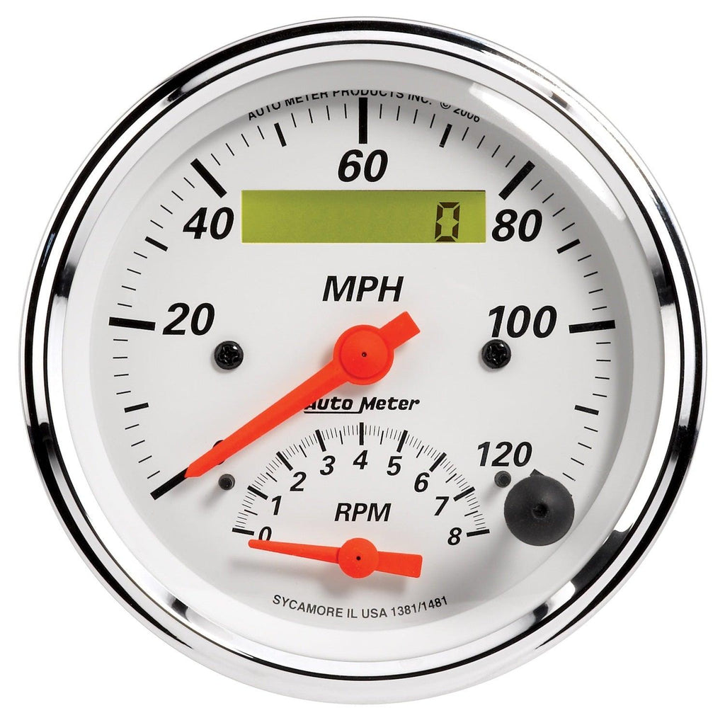 3-3/8 in. TACHOMETER/SPEEDOMETER COMBO 8K RPM/120 MPH ARCTIC WHITE - greatparts