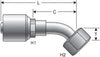 G25235-0606 Female Flat-Face O-Ring Swivel - 45 Bent Tube (Megacrimp)