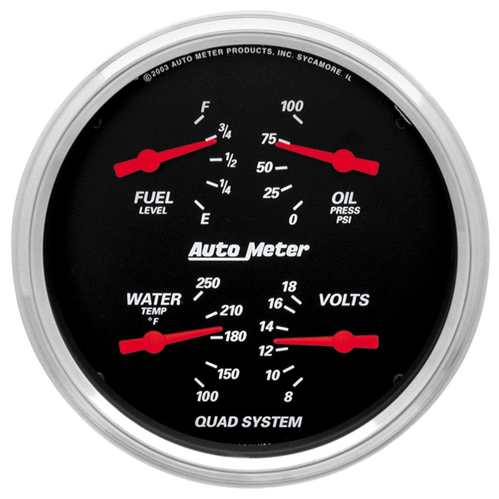 5 in. QUAD GAUGE 100 PSI/100-250 Fahrenheit/8-18V/240-33 O DESIGNER BLACK - greatparts