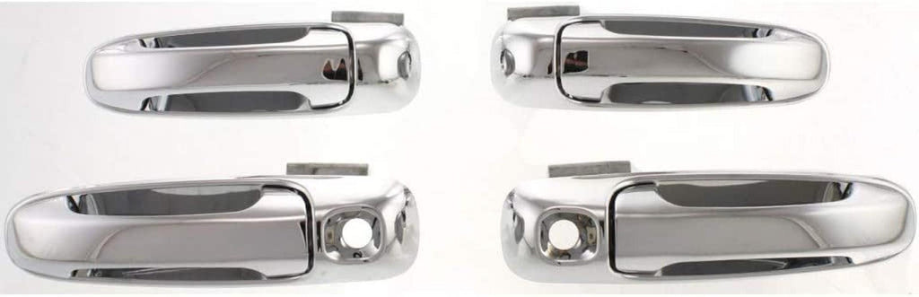 for Dodge Ram 1500 Exterior Door Handle Front and Rear, Driver and Passenger Side Chrome (2002-2009) | Front - with Key Hole; Rear -| Trim:All Submodels