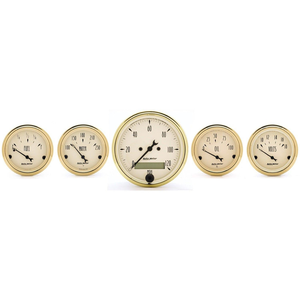 5 PC. GAUGE KIT 3-1/8 in. & 2-1/16 in. ELEC. SPEEDOMETER GOLDEN OLDIES - greatparts