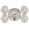 5 PC. GAUGE KIT 3-1/8 in. & 2-1/16 in. ELEC. KM/H SPEEDOMETER OLD TYME WHITE - greatparts