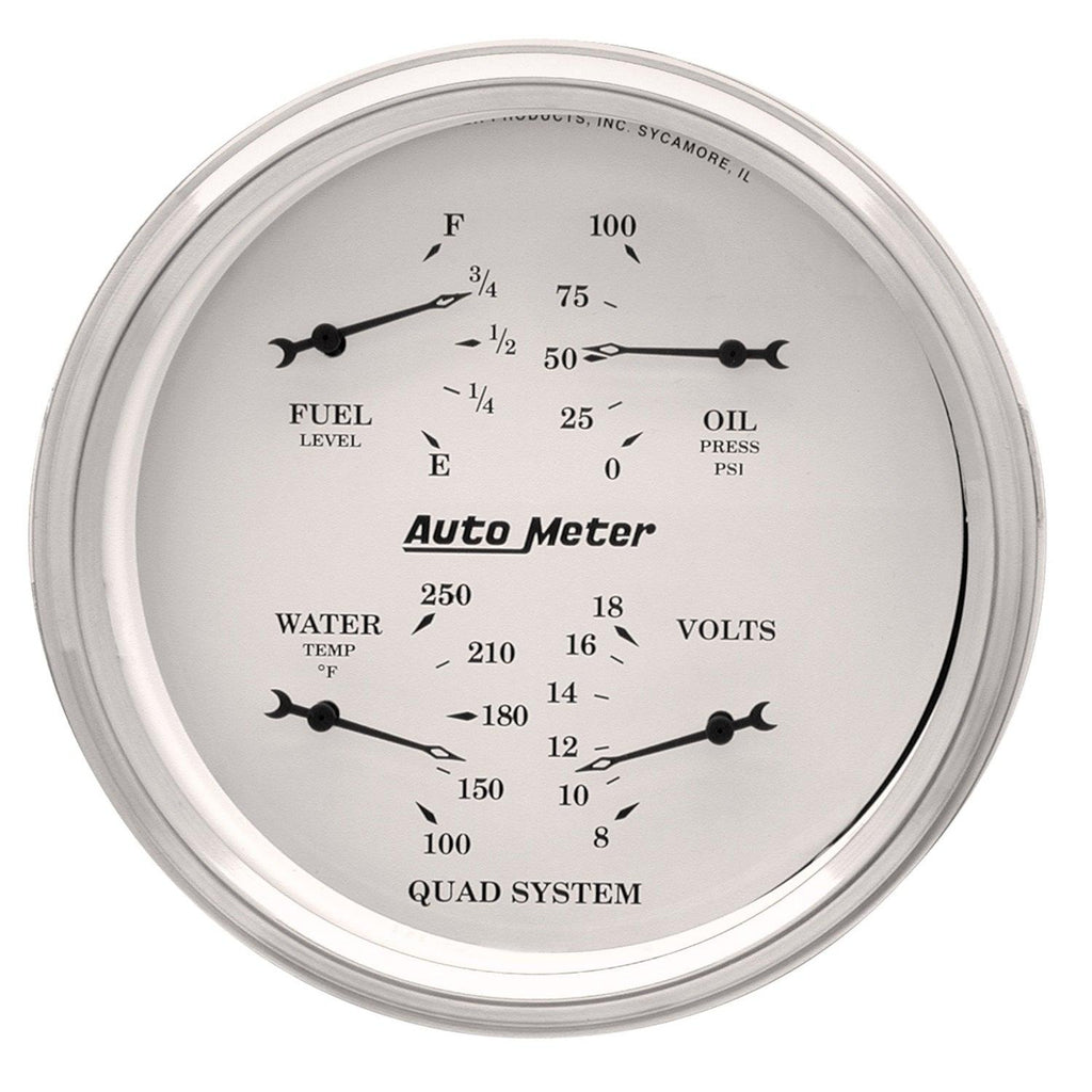 5 in. QUAD GAUGE 100 PSI/100-250 Fahrenheit/8-18V/240-33 O OLD-TYME WHITE - greatparts