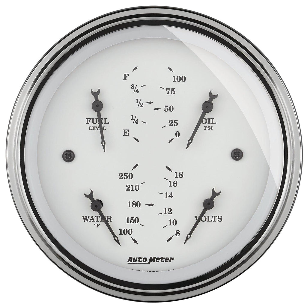 3-3/8 in. QUAD GAUGE 100 PSI/100-250 Fahrenheit/8-18V/0-90 O OLD-TYME WHITE - greatparts