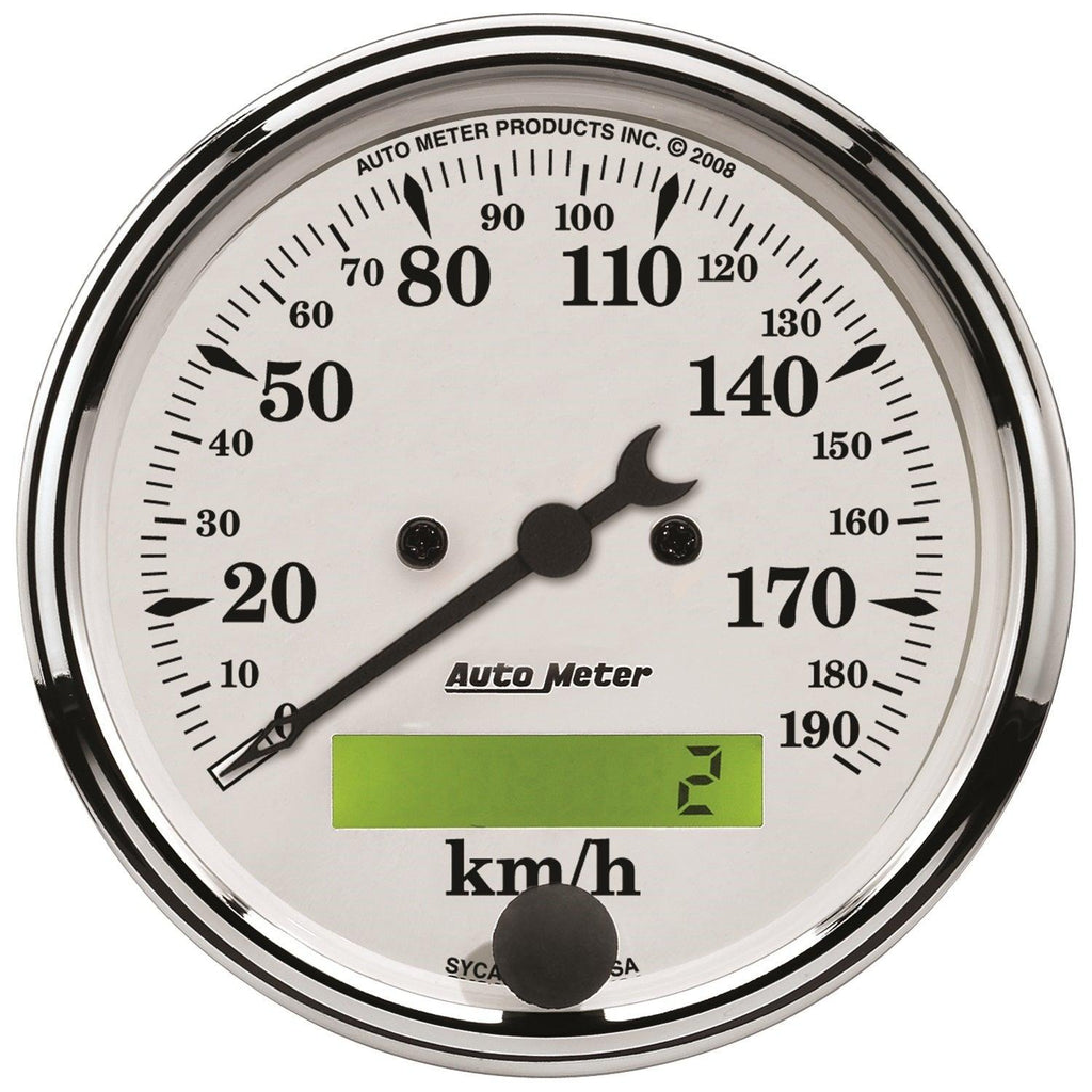 3-1/8 in. SPEEDOMETER 0-190 KPH OLD-TYME WHITE - greatparts