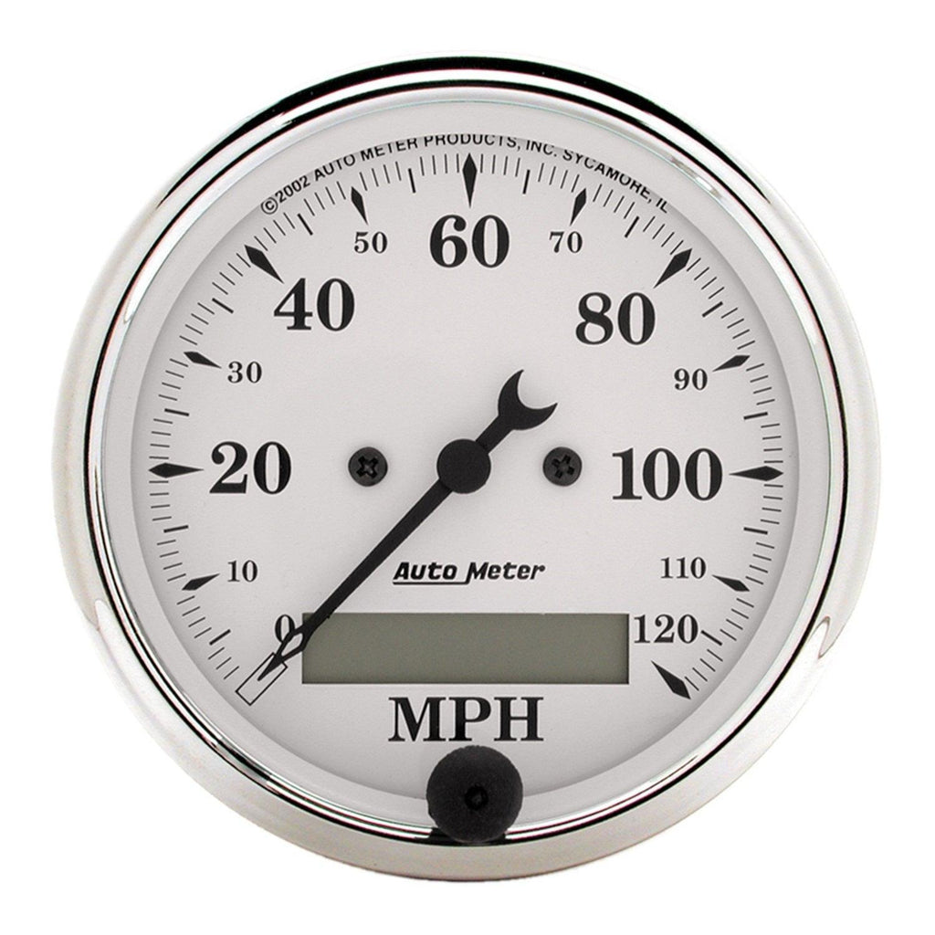 3-1/8 in. SPEEDOMETER 0-120 MPH OLD-TYME WHITE - greatparts