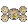 5 PC. GAUGE KIT 3-1/8 in. & 2-1/16 in. ELEC. KM/H SPEEDOMETER ANTIQUE BEIGE - greatparts