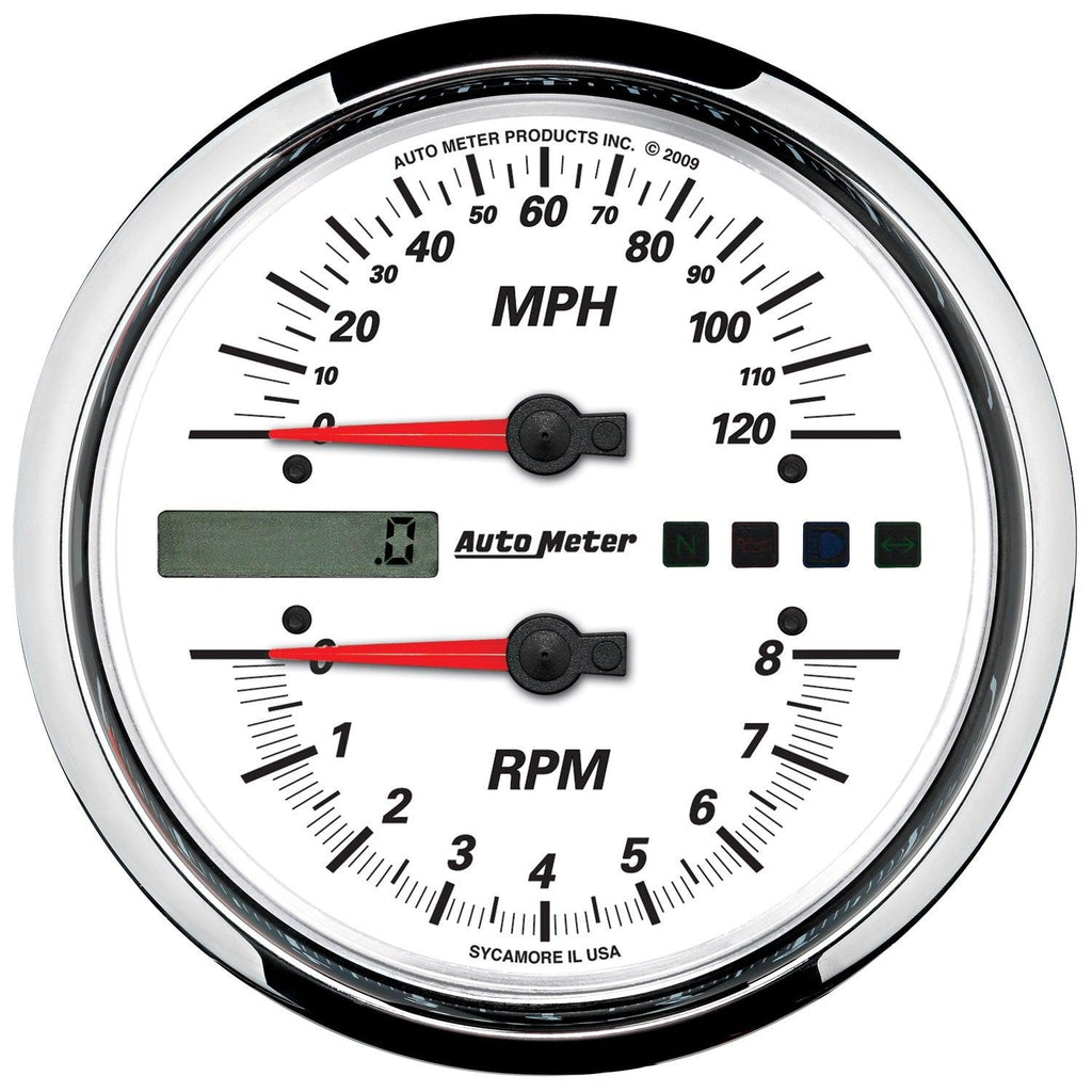 5 in. DIRECT FIT TACHOMETER/SPEEDOMETER COMBO 8K RPM/120 MPH WHITE PRO-CYCLE - greatparts