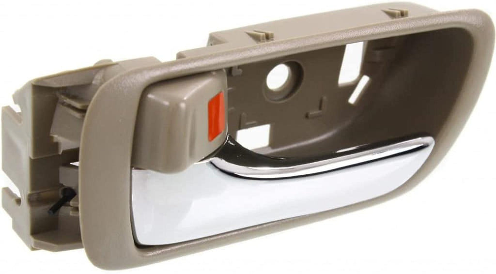 Compatible with Toyota Camry Interior Door Handle Front or Rear, Driver Side Beige Bezel with Chrome Lever (2002-2006) | with Door Lock Button| Trim:All Submodels