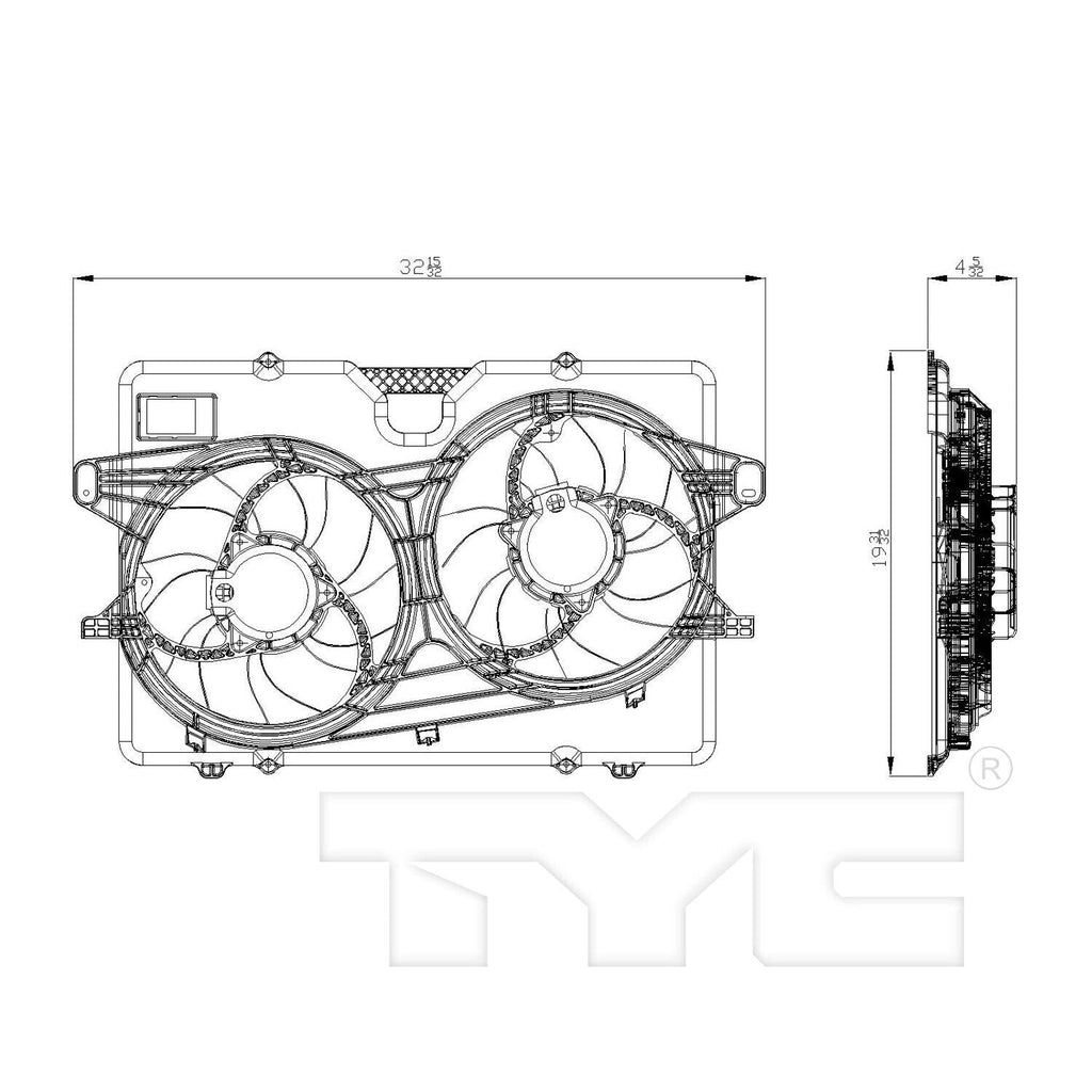 TYC Dual Radiator and Condenser Fan Assembly for Escape, Mariner 622410