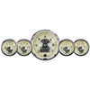 5 PC. GAUGE KIT 3-3/8 in. & 2-1/16 in. ELEC. SPEEDO W/WHEEL ODO PRESTIGE ANTQ. IVORY - greatparts