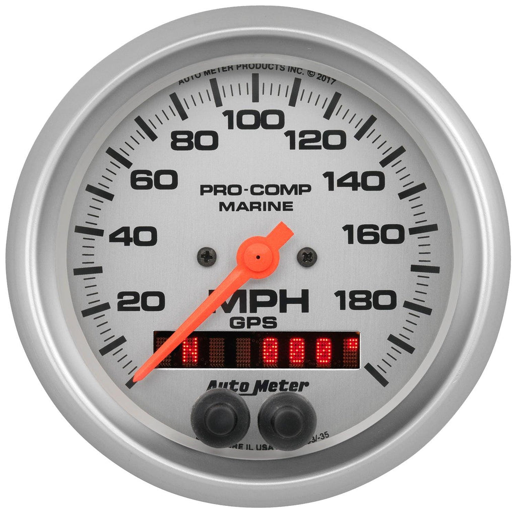 3-3/8 in. GPS SPEEDOMETER 0-200 MPH MARINE SILVER ULTRA-LITE - greatparts