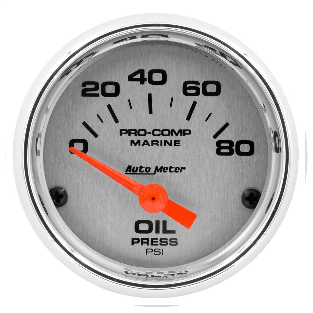 2-1/16 in. OIL PRESSURE 0-80 PSI MARINE CHROME ULTRA-LITE - greatparts