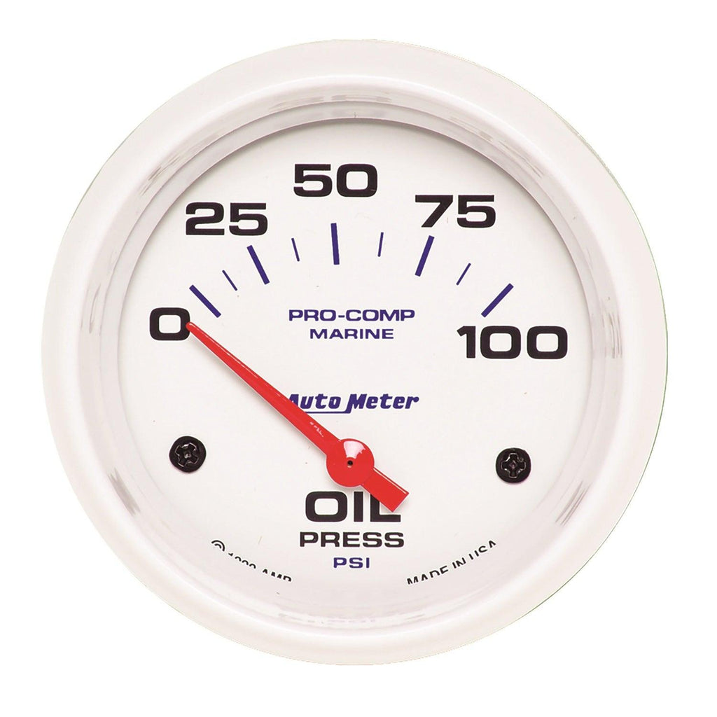 2-5/8 in. OIL PRESSURE 0-100 PSI MARINE WHITE - greatparts